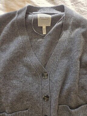 NWOT Part Two Gray V-Neck Button Cardigan Size L